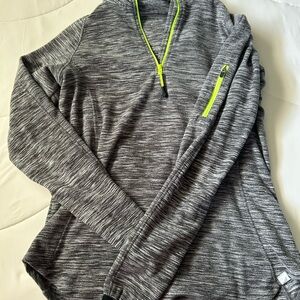 BCG Heathered Gray Women's Sweater with Neon Zipper